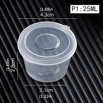 Műanyag szószos tégelyek adagolódobozok fedővel 50db/készlet Sűrített eldobható Bbq szósz fűszerezés Kistál Chilis csésze tartály