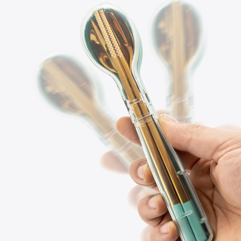 Pārnēsājams nerūsējošā tērauda galda piederumu komplekts ar glabāšanas futrāli Izturīgi dakšu karotes irbulīši mājas biroja kempingam SAL99