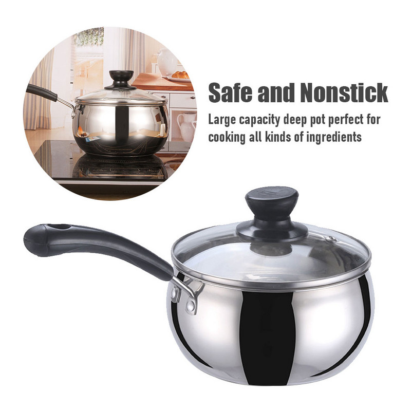 Nagy, rozsdamentes acél főzőház szellőzős fedéllel indukciós gázhoz, csúszásgátló fogantyúhoz, tartós szószos serpenyő, tejlevesfazék Könnyen tisztítható