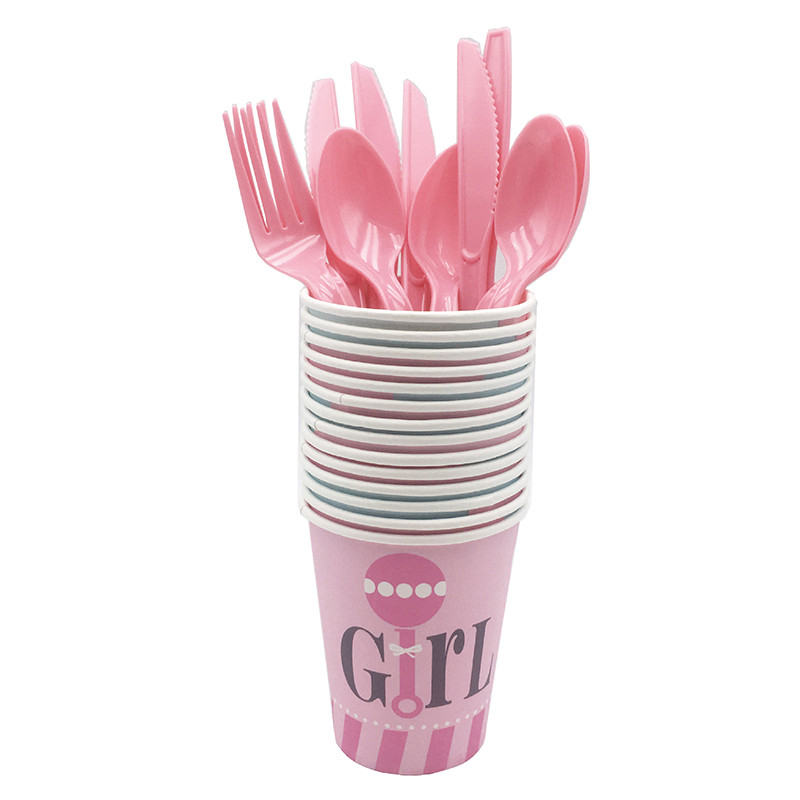 Eldobható evőeszközök desszert rózsaszín kék kanál villa kés hosszú nyelű evőeszközök karácsonyi születésnapi buli esküvői dekorációs kellékek