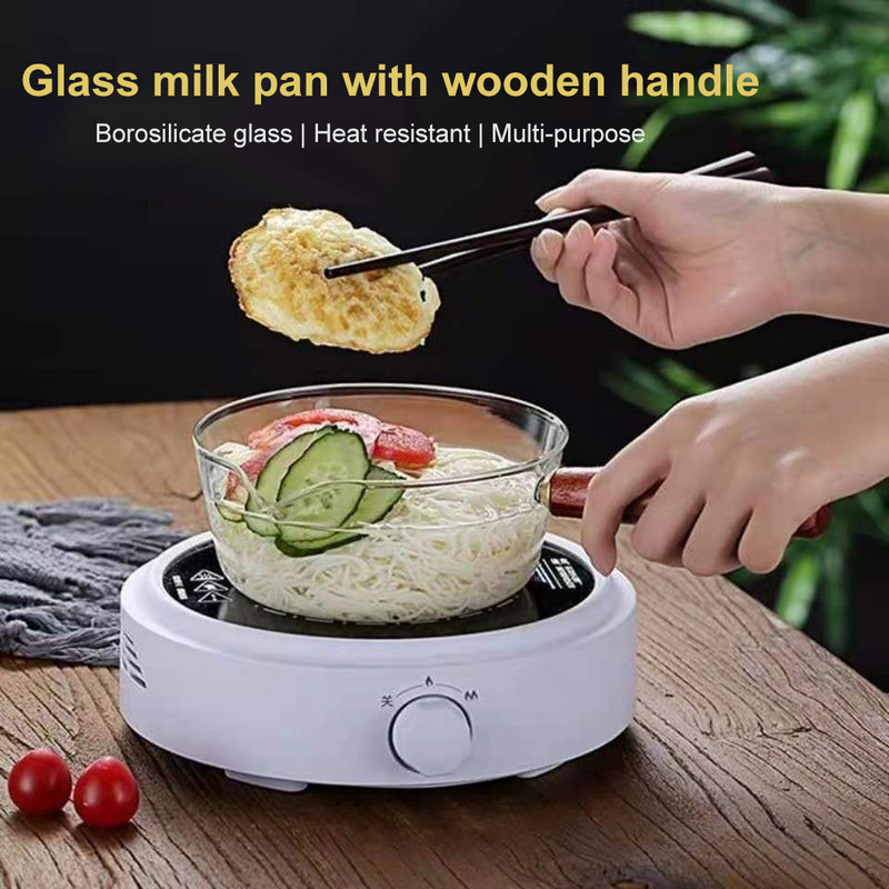 400 ml/600 ml stikla piena katls, augstas temperatūras izturīgs katls mājsaimniecības nūdeļu katls zīdaiņu uztura bagātinātājs karstā piena katls zupas katls