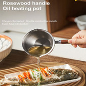 Eļļas šļakatu panna Karstās eļļas katls 304 nerūsējošā tērauda eļļošanas katls Mini mazs katls koka rokturis, eļļas degšanas katls, eļļas panna Virtuves trauki cepšanai