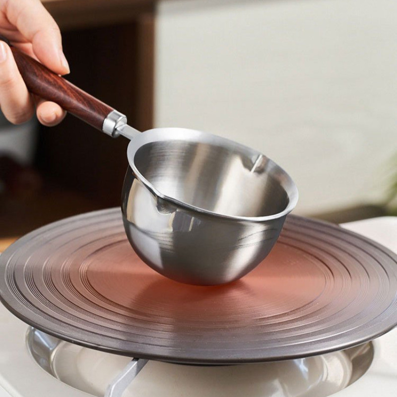 Eļļas šļakatu panna Karstās eļļas katls 304 nerūsējošā tērauda eļļošanas katls Mini mazs katls koka rokturis, eļļas degšanas katls, eļļas panna Virtuves trauki cepšanai