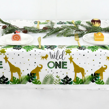 Jungle Animal Party Покривка за еднократна употреба Wild One 1st Birthday Party Decoration Kids Baby Shower 109X180cm горска покривка