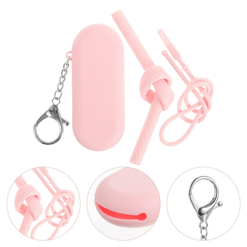 Salmiņi, Silikona ceļojumu futrālis Kokteilis Dzeramais Atkārtoti lietojams Komplekts Pārnēsāšanai Piens Tumbler Birste Rakelis Kafijas Tīrīšanas Instruments Ūdens