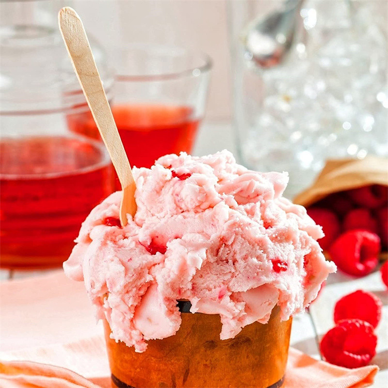 100 gab. Mini koka karotes galda piederumu komplekts Pārstrādājami bioloģiski noārdāmi deserta karotes ballītēm veikala piknikam grilēšanas kāzām