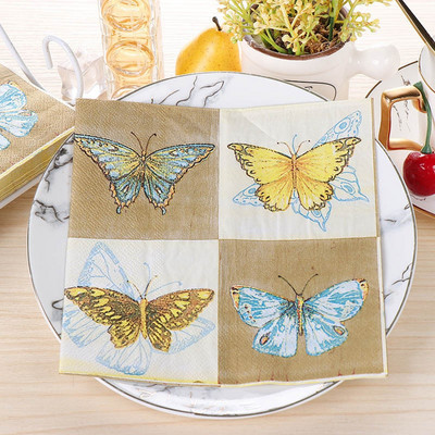 20 τμχ Butterfly Print Ποικιλία Vintage Χριστουγεννιάτικες χαρτοπετσέτες Decoupage Υλικά μιας χρήσης χαρτομάντιλο για πάρτι για χειροτεχνίες επίπλων