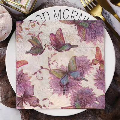 20 τμχ Butterfly Print Ποικιλία Vintage Χριστουγεννιάτικες χαρτοπετσέτες Decoupage Υλικά μιας χρήσης χαρτομάντιλο για πάρτι για χειροτεχνίες επίπλων