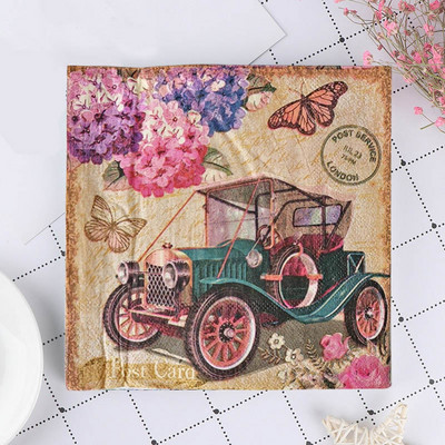 20 τμχ Butterfly Print Ποικιλία Vintage Χριστουγεννιάτικες χαρτοπετσέτες Decoupage Υλικά μιας χρήσης χαρτομάντιλο για πάρτι για χειροτεχνίες επίπλων
