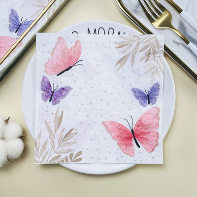 20 τμχ Butterfly Print Ποικιλία Vintage Χριστουγεννιάτικες χαρτοπετσέτες Decoupage Υλικά μιας χρήσης χαρτομάντιλο για πάρτι για χειροτεχνίες επίπλων