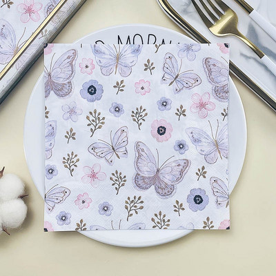 20 τμχ Butterfly Print Ποικιλία Vintage Χριστουγεννιάτικες χαρτοπετσέτες Decoupage Υλικά μιας χρήσης χαρτομάντιλο για πάρτι για χειροτεχνίες επίπλων
