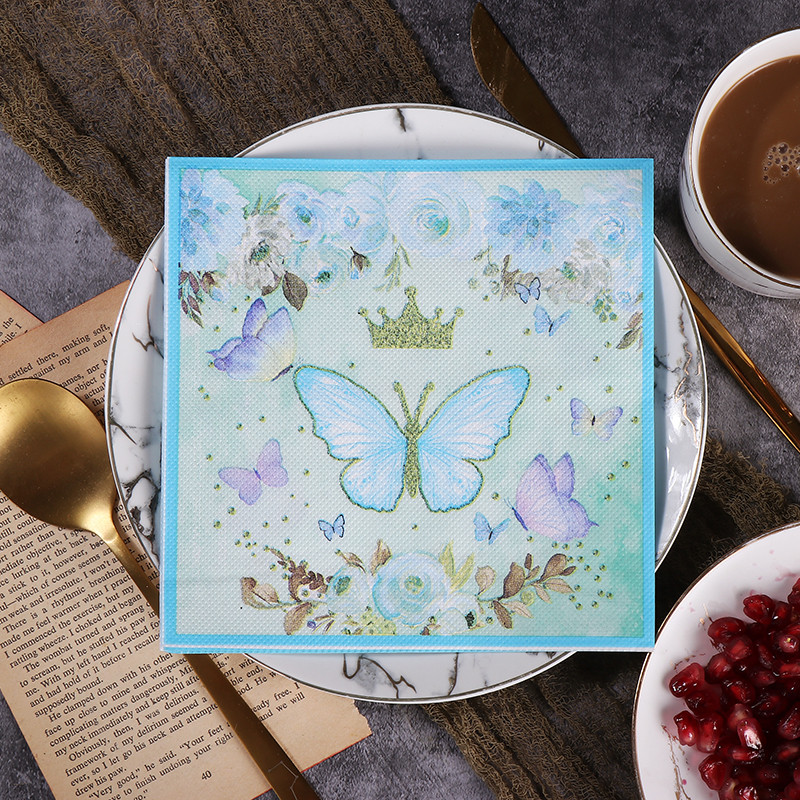 20GB Butterfly Print Asorti Vintage Ziemassvētku salvetes Dekupāžas materiāli Vienreizlietojamie ballīšu salvešu papīri mēbeļu amatniecībai