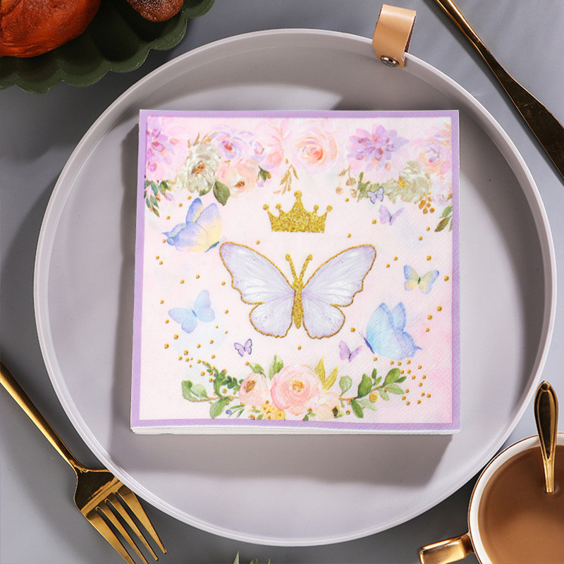 20GB Butterfly Print Asorti Vintage Ziemassvētku salvetes Dekupāžas materiāli Vienreizlietojamie ballīšu salvešu papīri mēbeļu amatniecībai