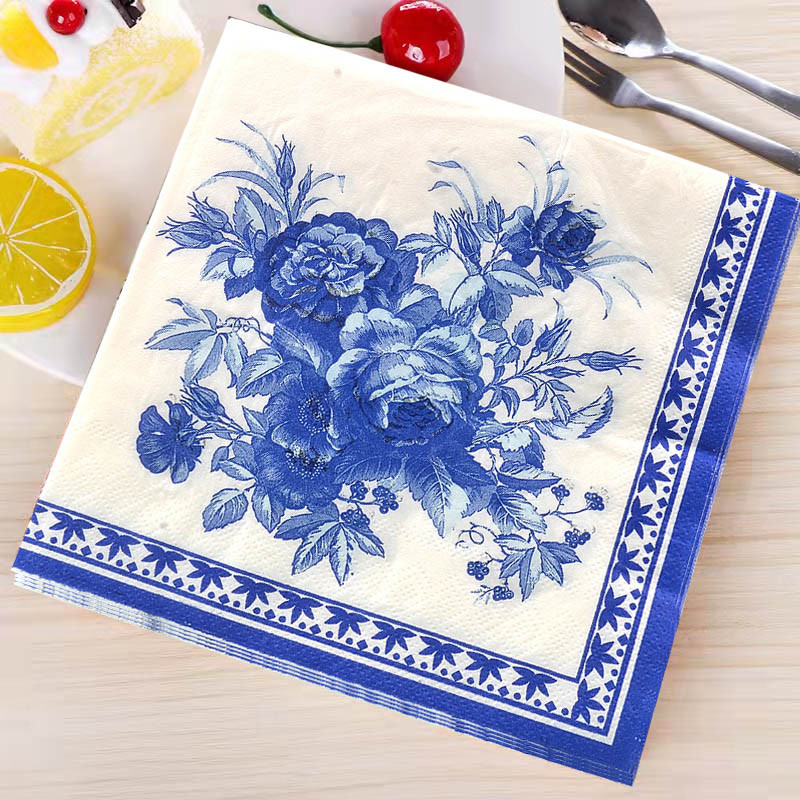 20GAB Ziedu Asorti Vintage Dekupāžas Salvetes Ziemassvētku vienreizlietojamie kabatlakatiņi Kāzu salvešu papīrs mēbeļu amatniecībai