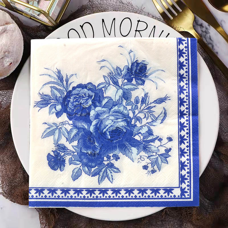 20GAB Ziedu Asorti Vintage Dekupāžas Salvetes Ziemassvētku vienreizlietojamie kabatlakatiņi Kāzu salvešu papīrs mēbeļu amatniecībai