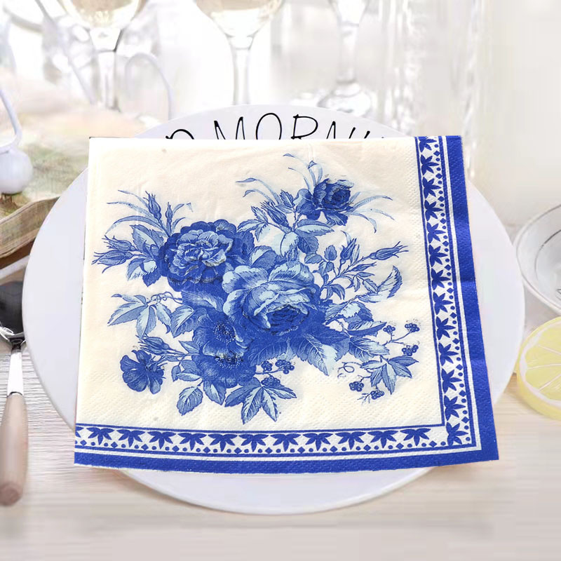 20GAB Ziedu Asorti Vintage Dekupāžas Salvetes Ziemassvētku vienreizlietojamie kabatlakatiņi Kāzu salvešu papīrs mēbeļu amatniecībai