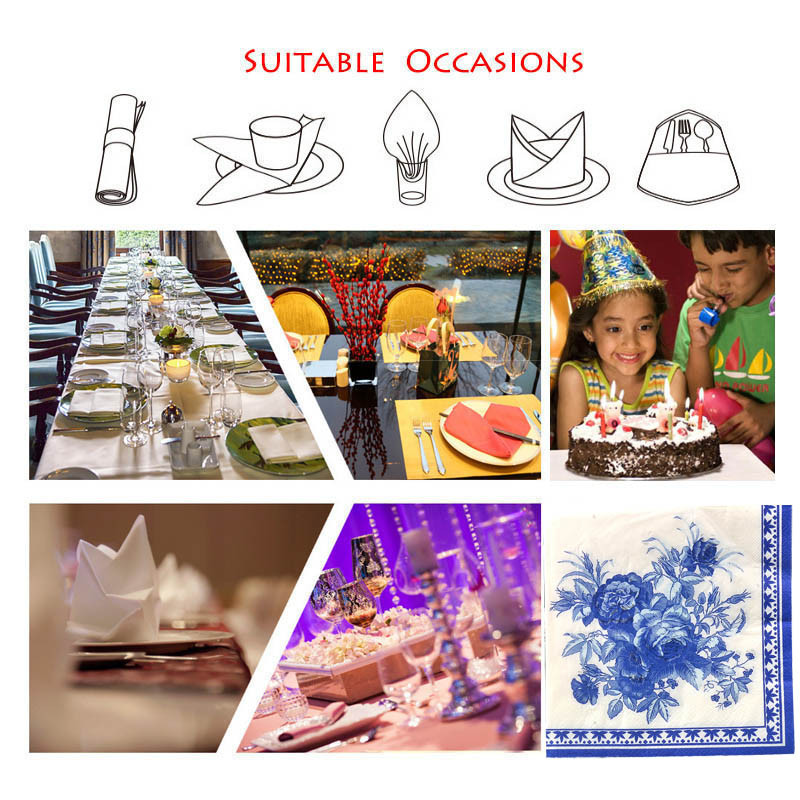 20GAB Ziedu Asorti Vintage Dekupāžas Salvetes Ziemassvētku vienreizlietojamie kabatlakatiņi Kāzu salvešu papīrs mēbeļu amatniecībai