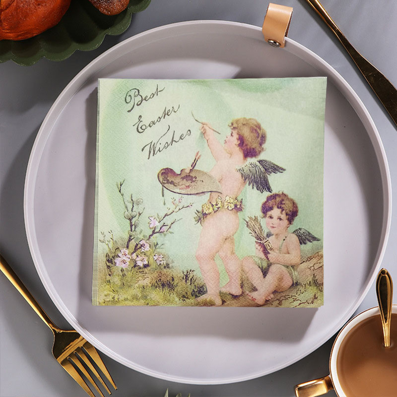 20 ΤΕΜ Vintage χαρτοπετσέτες ντεκουπάζ με φτερά Angel Brother εμπριμέ χριστουγεννιάτικο χαρτοπετσέτα μιας χρήσης για γάμο γενεθλίων