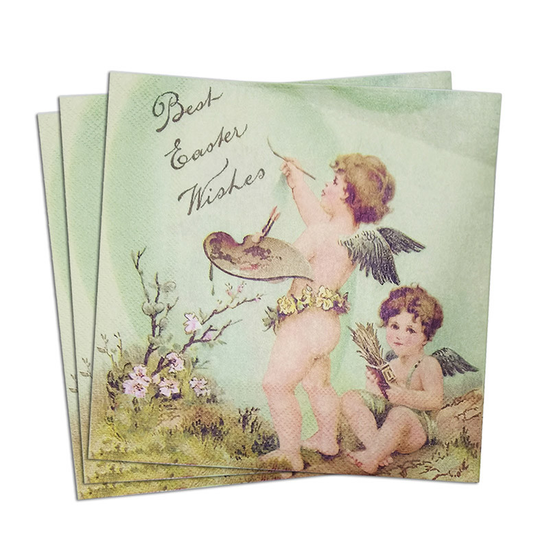 20 ΤΕΜ Vintage χαρτοπετσέτες ντεκουπάζ με φτερά Angel Brother εμπριμέ χριστουγεννιάτικο χαρτοπετσέτα μιας χρήσης για γάμο γενεθλίων