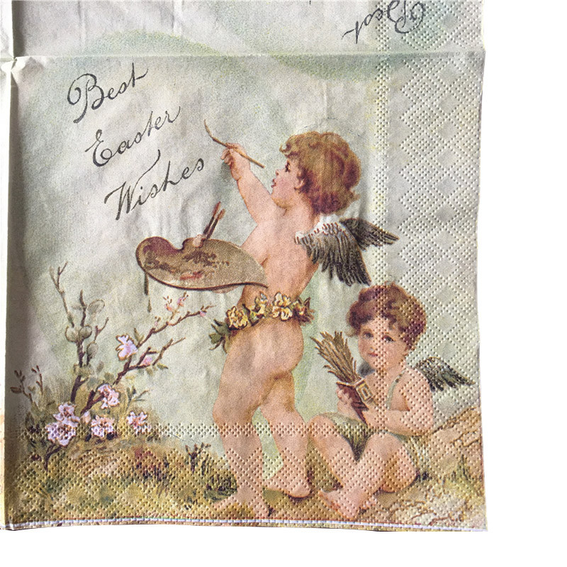 20 ΤΕΜ Vintage χαρτοπετσέτες ντεκουπάζ με φτερά Angel Brother εμπριμέ χριστουγεννιάτικο χαρτοπετσέτα μιας χρήσης για γάμο γενεθλίων