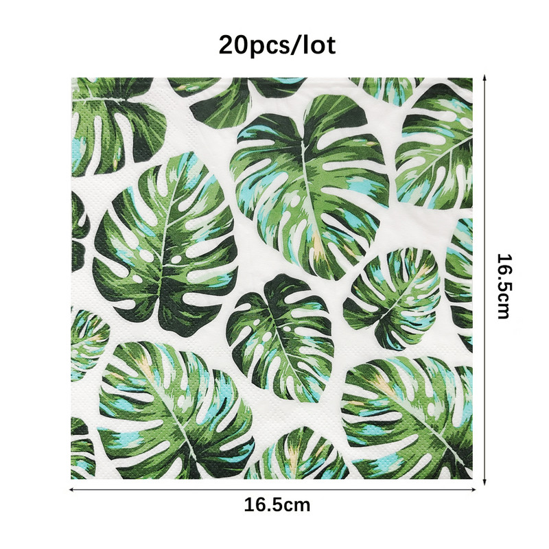 20Gb Džungļu dzīvnieki Papīra Salvetes Tropiskās Palmu Lapas Salvetes Dvieļi Džungļu Safari Dzimšanas dienas ballītes Dekorācijas Havaju salu piederumi