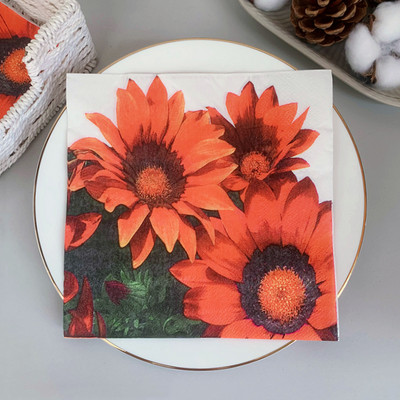 20 gab./iepakojumā saulespuķu galda papīra salvetes raksta dekupāžas salvešu papīra salvetes Ziemassvētku kāzu dekorēšanai ballīšu piederumu vairumtirdzniecība