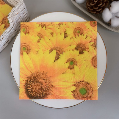 20 gab./iepakojumā saulespuķu galda papīra salvetes raksta dekupāžas salvešu papīra salvetes Ziemassvētku kāzu dekorēšanai ballīšu piederumu vairumtirdzniecība