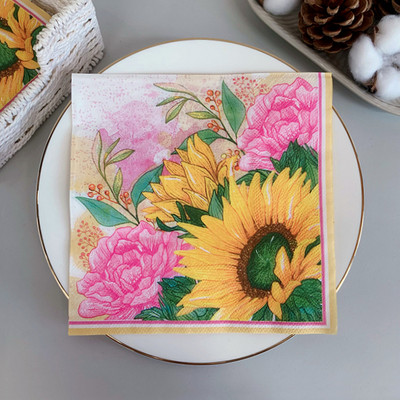 20 gab./iepakojumā saulespuķu galda papīra salvetes raksta dekupāžas salvešu papīra salvetes Ziemassvētku kāzu dekorēšanai ballīšu piederumu vairumtirdzniecība