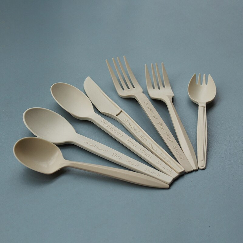 6 colių kukurūzų krakmolo šaukštas, sutirštintas aplinkai nekenksmingas skaidomas vienkartinis stalo indas Žali sveikatos higienos šaukštai patvarūs