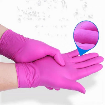 Розови антистатични кухненски ръкавици за еднократна употреба Използвайте латексови здрави нитрилни ръкавици за работен механик 20/40 бр. Без домакински татуировки