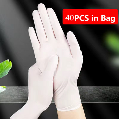 Rozā antistatiski virtuves vienreizlietojamie cimdi Izmantojiet lateksa stiprus nitrila cimdus darbam mehāniķis 20/40 gab. Nav mājsaimniecības tetovējuma