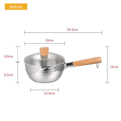 18 cm katls nerūsējošā tērauda kastrolis ar stikla vāku nūdeļu katls Papildu pārtikas katls piena katls ar garu rokturi, indukciju un gāzi