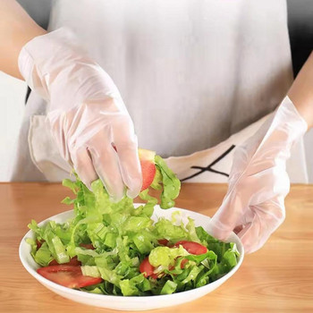 100 бр./чанта Ръкавици за еднократна употреба Прозрачни TPE против петна Многофункционални пластмасови ръкавици за приготвяне на храна за еднократна употреба Кухненски принадлежности