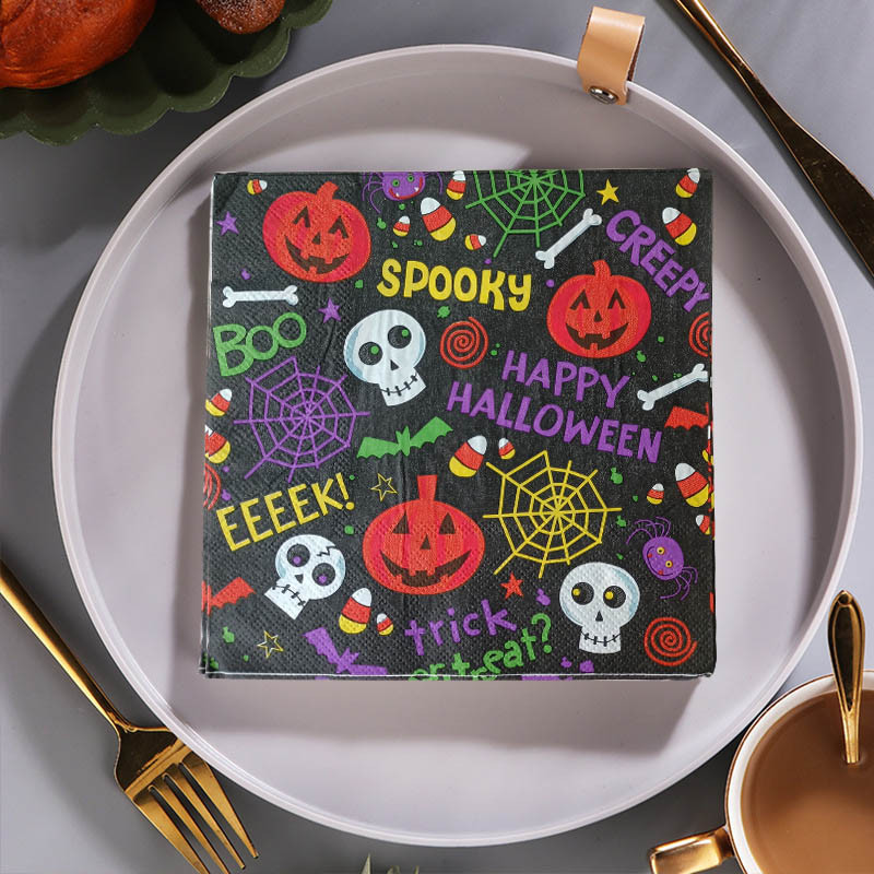 20GAB Helovīna ķirbju galvaskausa salvetes Raksti dekupāžai antīkiem rokdarbiem liela izmēra papīra zirnekļa tīkla nūja vienreizlietojamie galda piederumi