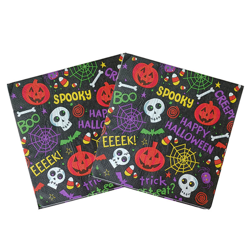 20GAB Helovīna ķirbju galvaskausa salvetes Raksti dekupāžai antīkiem rokdarbiem liela izmēra papīra zirnekļa tīkla nūja vienreizlietojamie galda piederumi