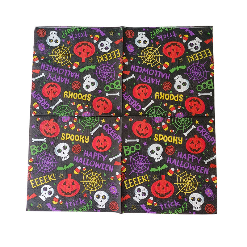20GAB Helovīna ķirbju galvaskausa salvetes Raksti dekupāžai antīkiem rokdarbiem liela izmēra papīra zirnekļa tīkla nūja vienreizlietojamie galda piederumi