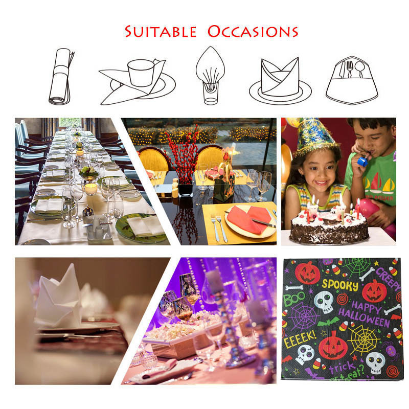 20GAB Helovīna ķirbju galvaskausa salvetes Raksti dekupāžai antīkiem rokdarbiem liela izmēra papīra zirnekļa tīkla nūja vienreizlietojamie galda piederumi