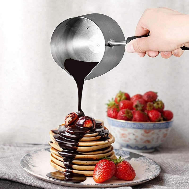 600 ml turku kafijas kanna nerūsējošā tērauda piena un kafijas sildītājs šokolādes sviesta kausēšanas katls ar karstumizturīgu rokturi