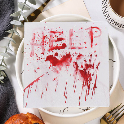 20PCS Halloween Bloody Hand Help Servetele de epocă Loturi asortate pentru Decoupage Mobilier Artizanat din hârtie Prosop de unică folosință pentru baby shower