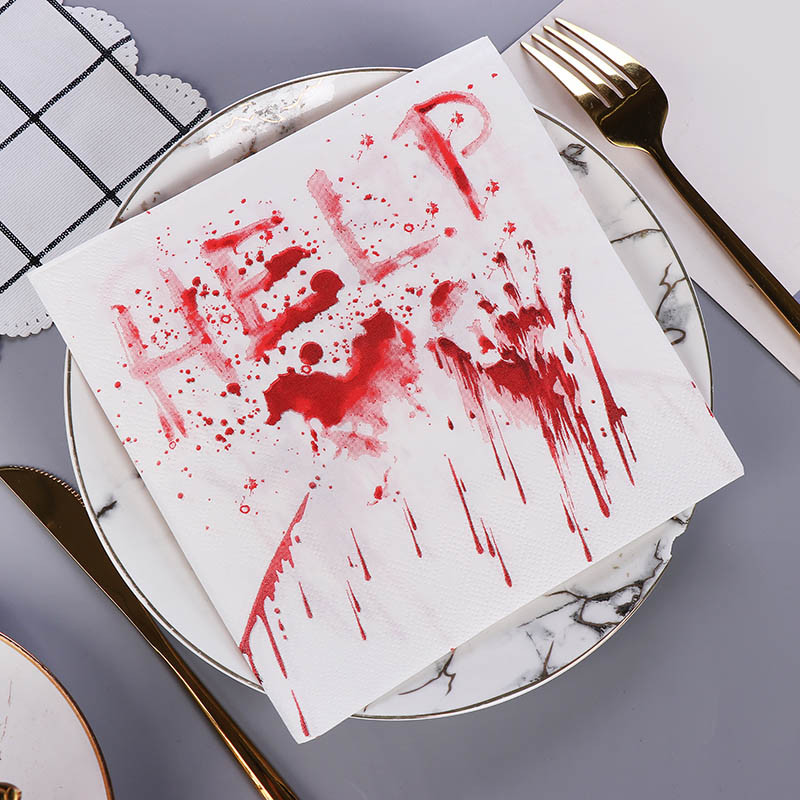 20 DB Halloween Bloody Hand Help Vintage szalvéták Válogatott tételek decoupage bútorokhoz Papír kézművesség eldobható baba zuhany törölköző