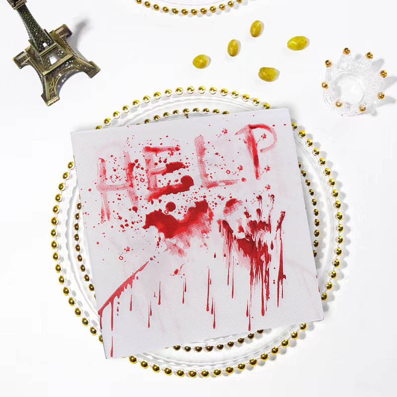 20 DB Halloween Bloody Hand Help Vintage szalvéták Válogatott tételek decoupage bútorokhoz Papír kézművesség eldobható baba zuhany törölköző