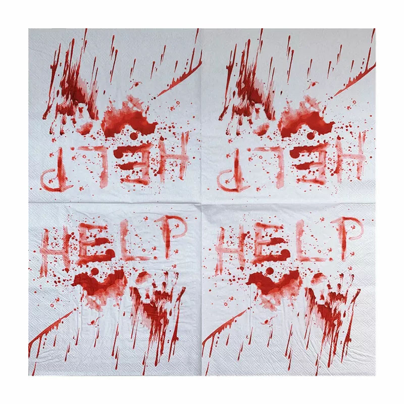 20 DB Halloween Bloody Hand Help Vintage szalvéták Válogatott tételek decoupage bútorokhoz Papír kézművesség eldobható baba zuhany törölköző