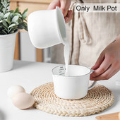 Ēdienu gatavošana Pārnēsājams ar rokturi Mini kastrolis Mājas Daudzfunkcionāls Nepiedegošs virtuves trauks Cieti karsējams sviesta sildītājs Emaljas piena katls