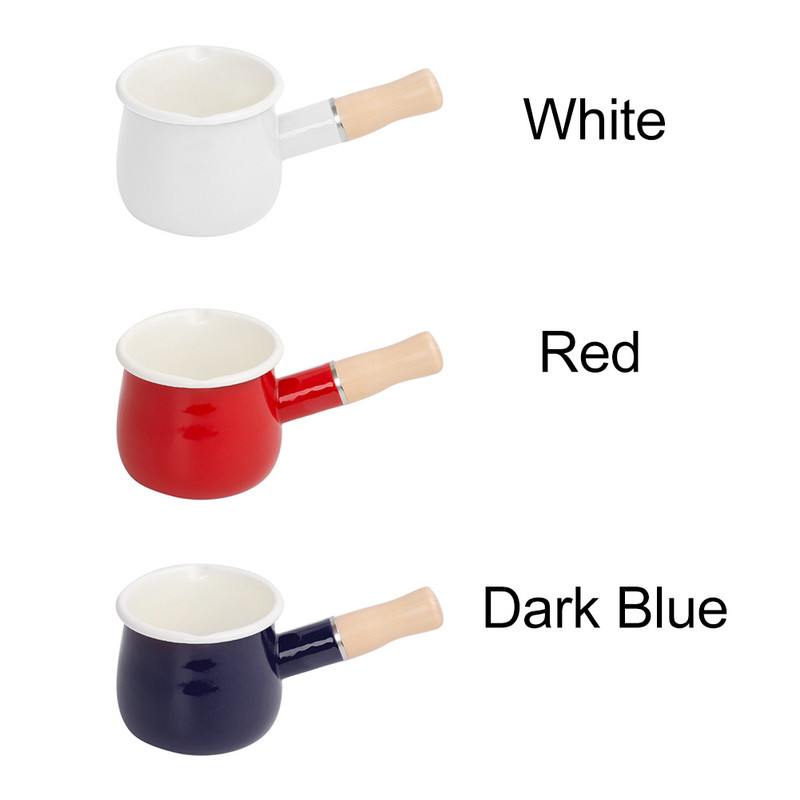 Ēdienu gatavošana Pārnēsājams ar rokturi Mini kastrolis Mājas Daudzfunkcionāls Nepiedegošs virtuves trauks Cieti karsējams sviesta sildītājs Emaljas piena katls