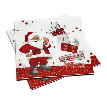 20 БР. Коледни салфетки за декупаж Пакет Хартиени кърпички с отпечатан Дядо Коледа за партита Салфетки за декупаж Занаяти Нова година 2022