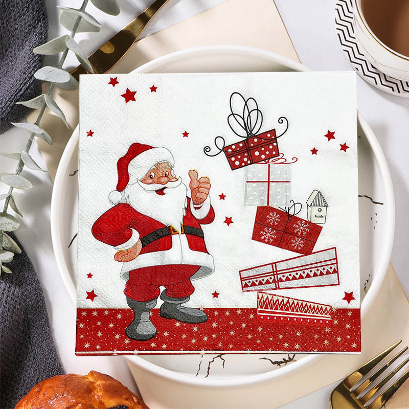 20 vnt Kalėdų dekupažo servetėlių rinkinys Kalėdų Senelio spausdintos popierinės servetėlės vakarėliams Servetėlės dekupažo rankdarbiams Naujieji 2022 metai