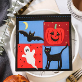 20 БР. Хелоуин Призрачна тиква Винтидж салфетки Асорти за декупаж Мебели Котка Хартиени занаяти Еднократна кърпа за бебешки душ 2022