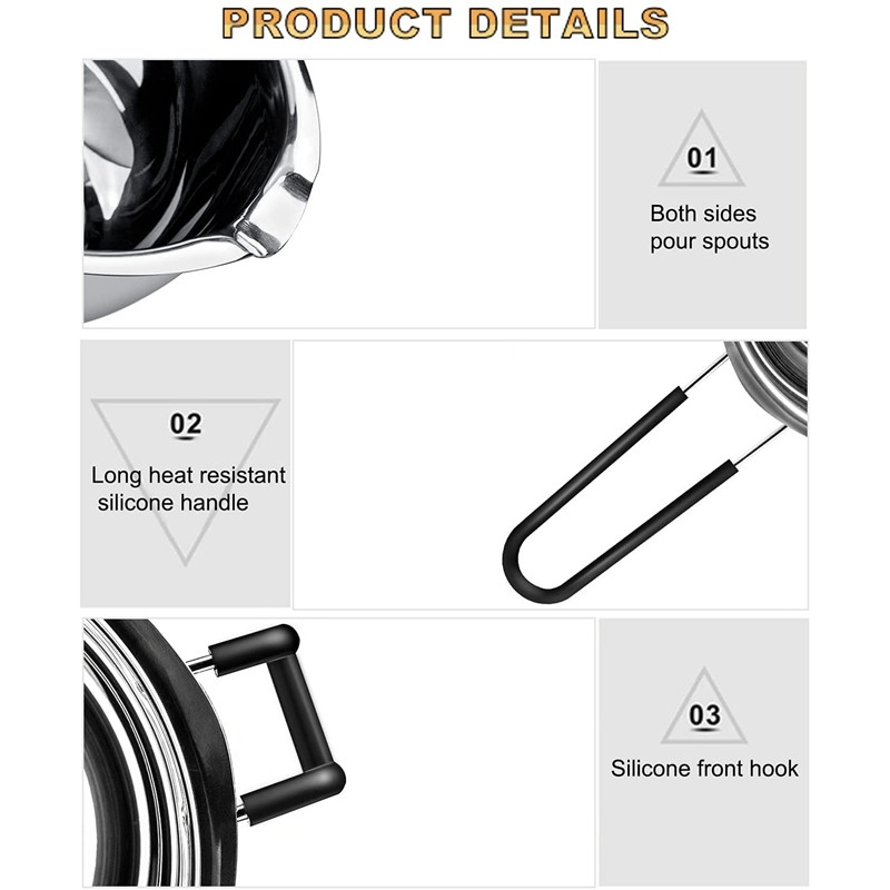 Naujas 2 pakuočių dvigubas katilų rinkinys nerūdijančio plieno lydymo puodas šokolado muilo vaško žvakėms gaminti 600 ml ir 1600 ml