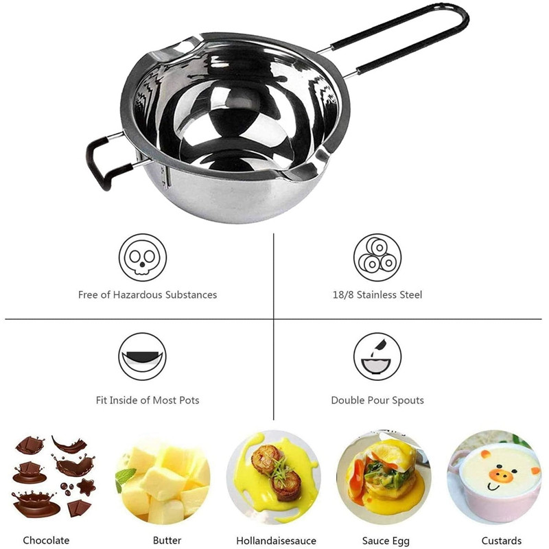 Naujas 2 pakuočių dvigubas katilų rinkinys nerūdijančio plieno lydymo puodas šokolado muilo vaško žvakėms gaminti 600 ml ir 1600 ml