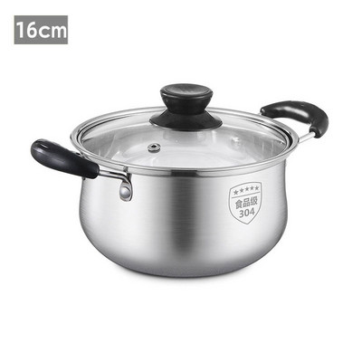 Кухненски тиган от неръждаема стомана 304, тенджера, тиган за мляко, супа, съдове за готвене, незалепващ тиган със стъклен капак, тенджери за готвене